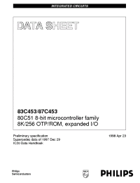 Datasheet P83C453EBAA manufacturer Philips